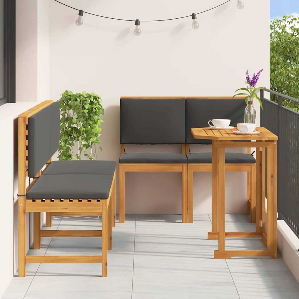 vidaXL Σετ Μπιστρό Κήπου 5 pcs Καφέ Μασίφ ξύλο ακακίας
