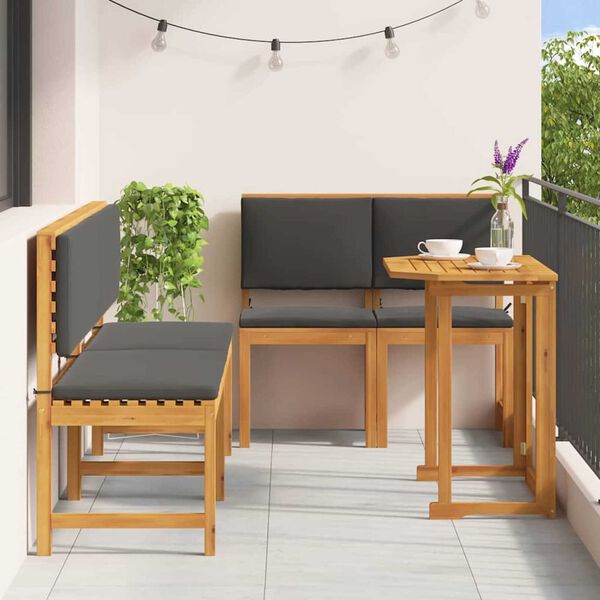 vidaXL Σετ Μπιστρό Κήπου 5 pcs Καφέ Μασίφ ξύλο ακακίας