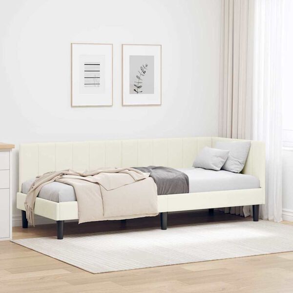 vidaXL Κρεβάτι Γωνίας με κεφαλάρι Κρεμ 80 x 200 cm Βελούδο