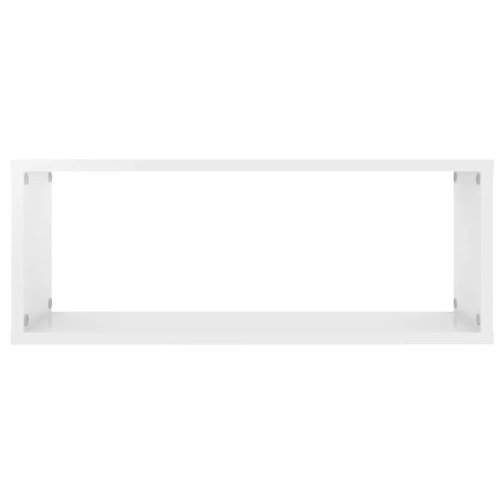 vidaXL Ράφια Κύβοι Τοίχου 4 τεμ. Γυαλ. Λευκό 60x15x23 εκ. Επεξ. Ξύλο