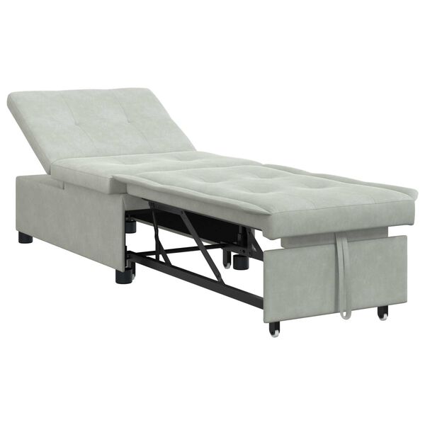 vidaXL Καναπές-Κρεβάτι Ανοιχτό γκρι 67 x 194 x 38 εκ Βελούδο