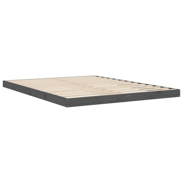 vidaXL Σκελετός Κρεβατιού Γκρι 150x200 εκ. Μασίφ Ξύλο Πεύκου King Size