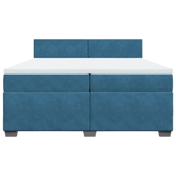 vidaXL Κρεβάτι Boxspring με Στρώμα Σκούρο Μπλε 200x200 εκ. Βελούδινο