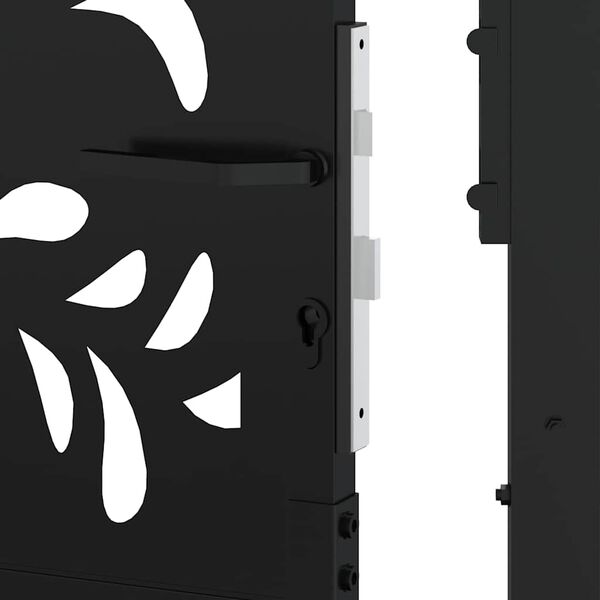 vidaXL Πύλη κήπου Μαύρη 105x205 cm Ατσάλινο σχέδιο κύματος