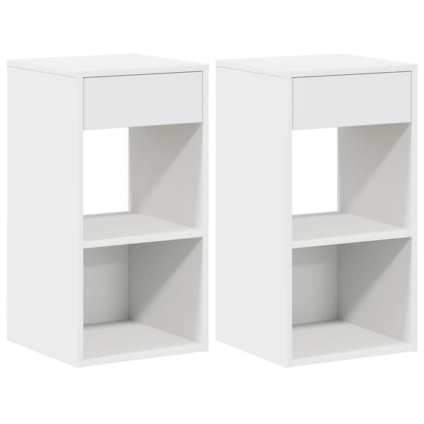 vidaXL Κομοδίνα με συρτάρι 2 τεμάχια Λευκό 35x34x66,5 cm