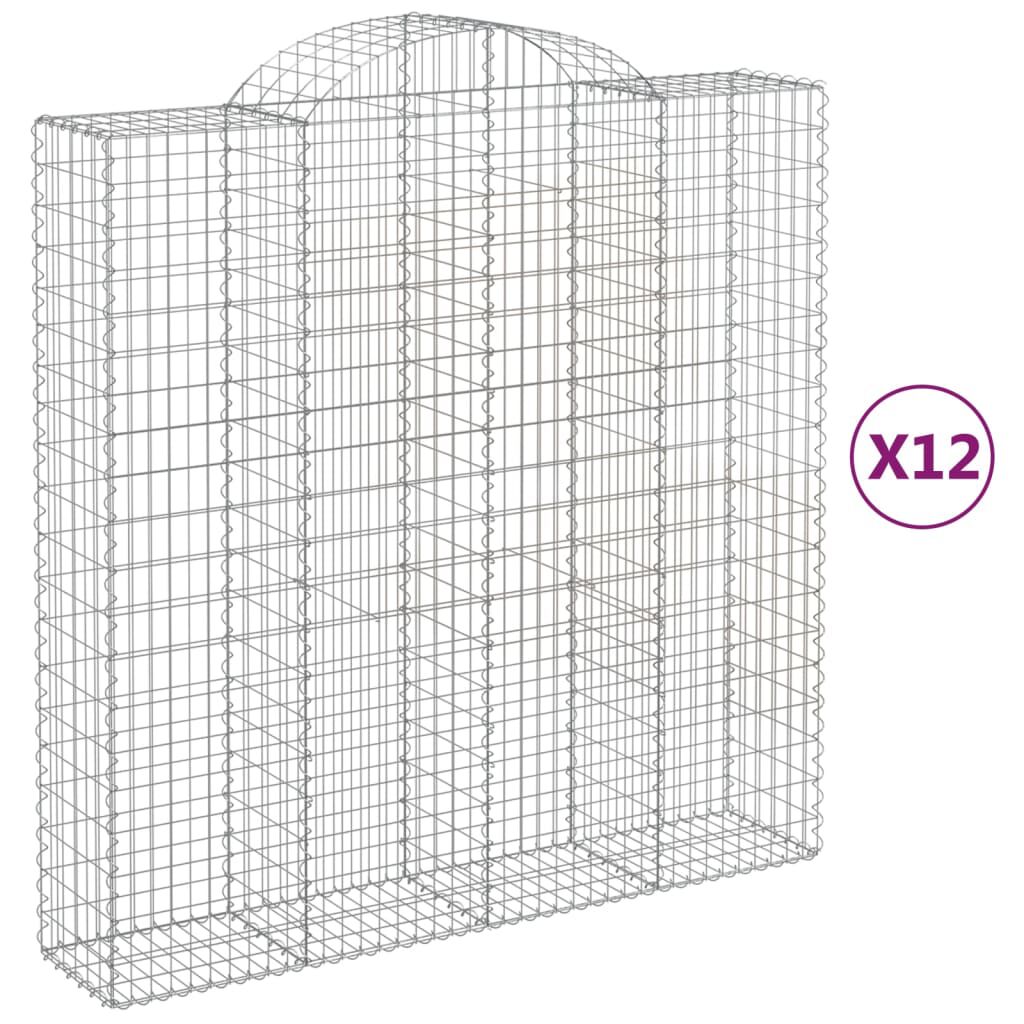 vidaXL Συρματοκιβώτια Τοξωτά 12 τεμ. 200x50x200/220 εκ. Γαλβαν. Ατσάλι