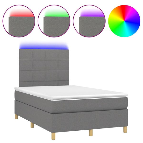 vidaXL &Kappa;&rho;&epsilon;&beta;ά&tau;&iota; Boxspring &mu;&epsilon; &Sigma;&tau;&rho;ώ&mu;&alpha; & LED &Sigma;&kappa;.&Gamma;&kappa;&rho;&iota; 120x190&epsilon;&kappa;. &Upsilon;&phi;&alpha;&sigma;&mu;ά&tau;&iota;&nu;&omicron;