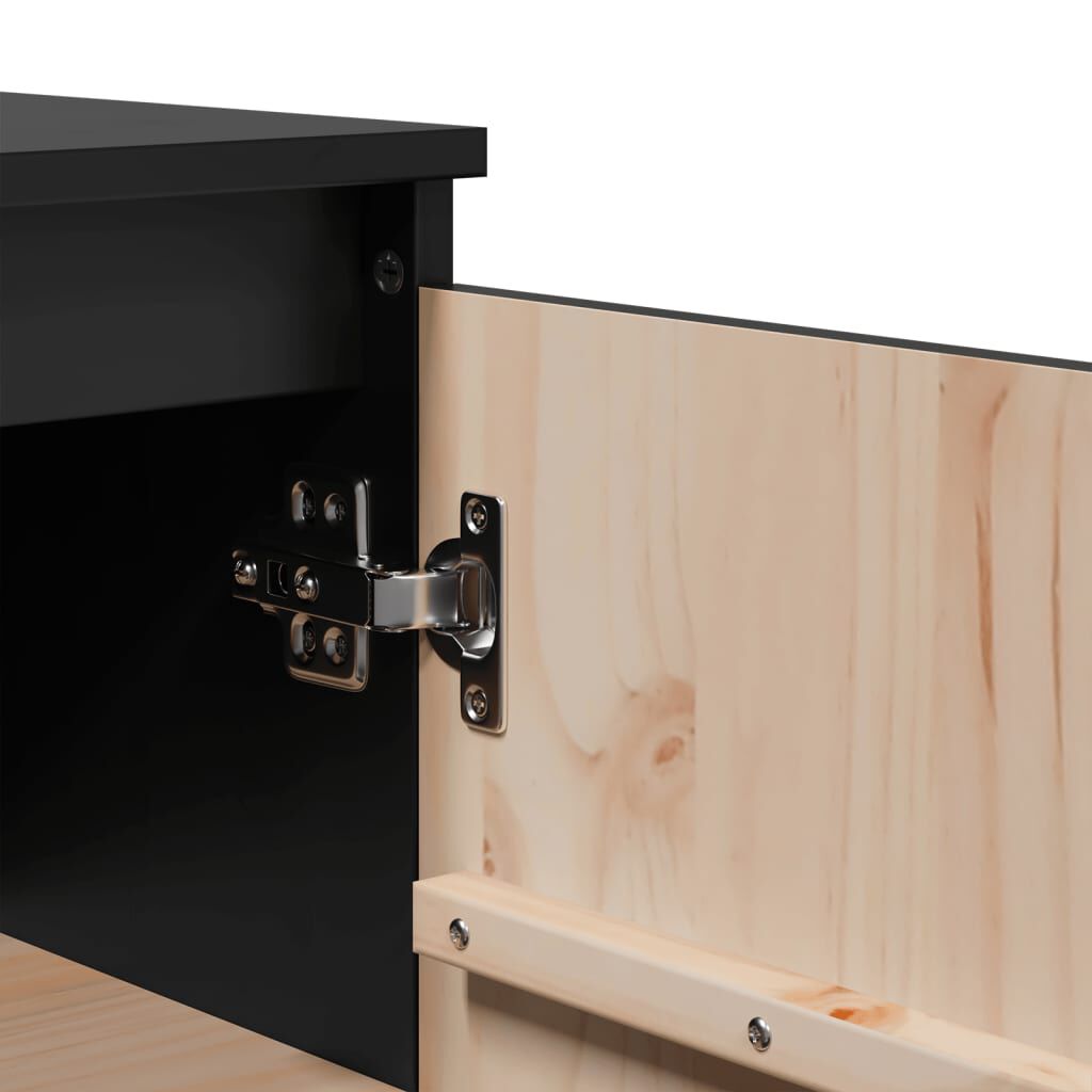 vidaXL Ντουλάπι Μαύρο 60 x 36 x 84 εκ. από Μασίφ Ξύλο Πεύκου