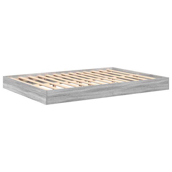 vidaXL Κρεβάτι Ραφιέρα Γκρι Σανονά 140x200 εκ. από Μηχανική Ξυλεία