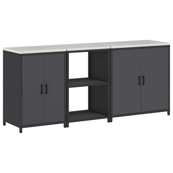 vidaXL Σετ Αποθήκευσης Κουζίνας με ράφι Άλλο 3 pcs Ανθρακί 210 x 50 x 92 εκ