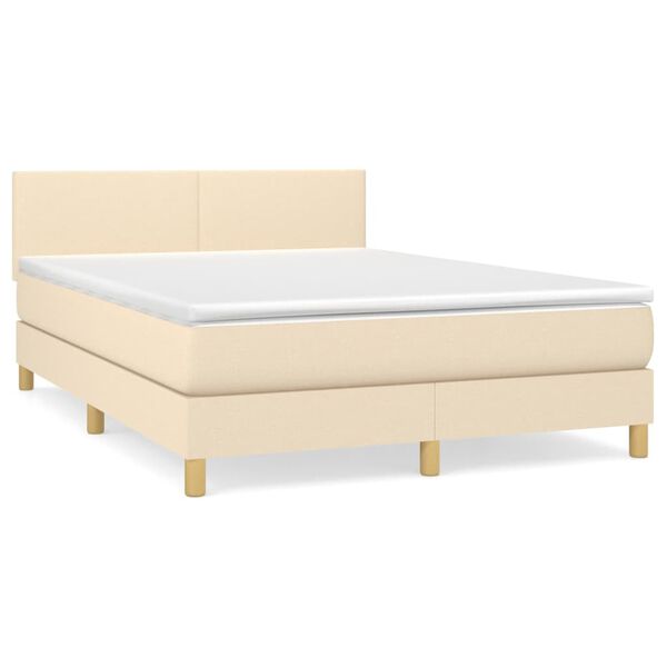 vidaXL &Kappa;&rho;&epsilon;&beta;ά&tau;&iota; Boxspring &mu;&epsilon; &Sigma;&tau;&rho;ώ&mu;&alpha; &Kappa;&rho;&epsilon;&mu; 140x200 &epsilon;&kappa;. &Upsilon;&phi;&alpha;&sigma;&mu;ά&tau;&iota;&nu;&omicron;