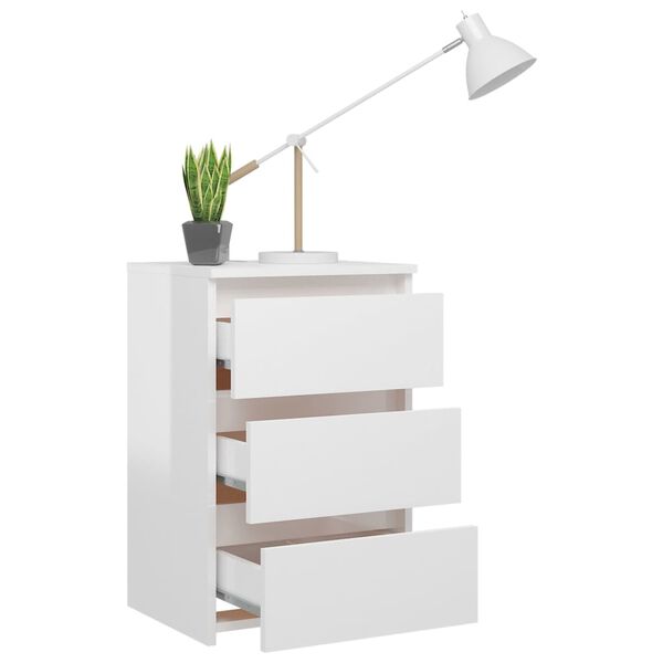 vidaXL Κομοδίνα 2 τεμ. Γυαλιστερό Λευκό 40x35x62,5 εκ. από Επεξ. Ξύλο
