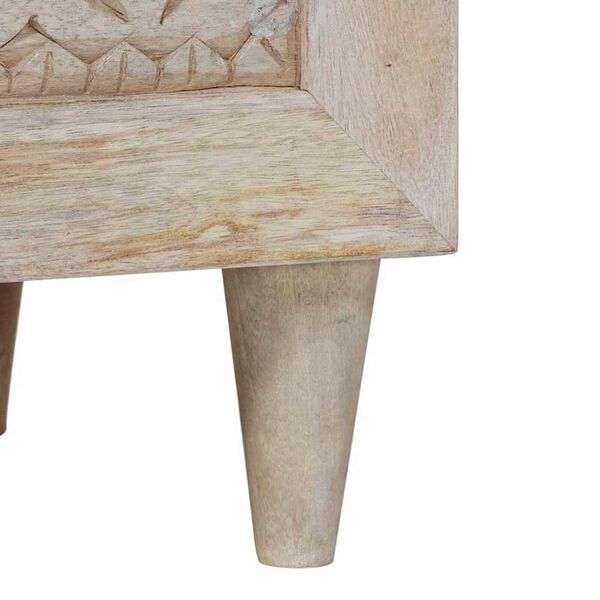 vidaXL Ντουλάπι TV με συρτάρι Λευκό 100 x 33 x 46 εκ Μασίφ ξύλο μάνγκο