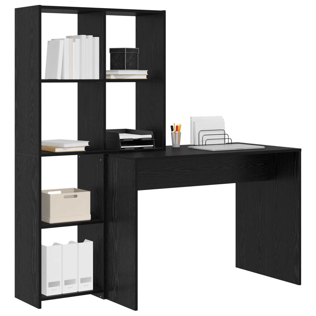 vidaXL Γραφείο Μαύρη δρυς 138.5 x 55 x 143 εκ Επεξεργασμένο ξύλο
