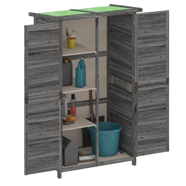 vidaXL Αποθήκη Εργαλείων Κήπου Γκρι 83x57x140 εκ. Μασίφ Ξύλο Πεύκου