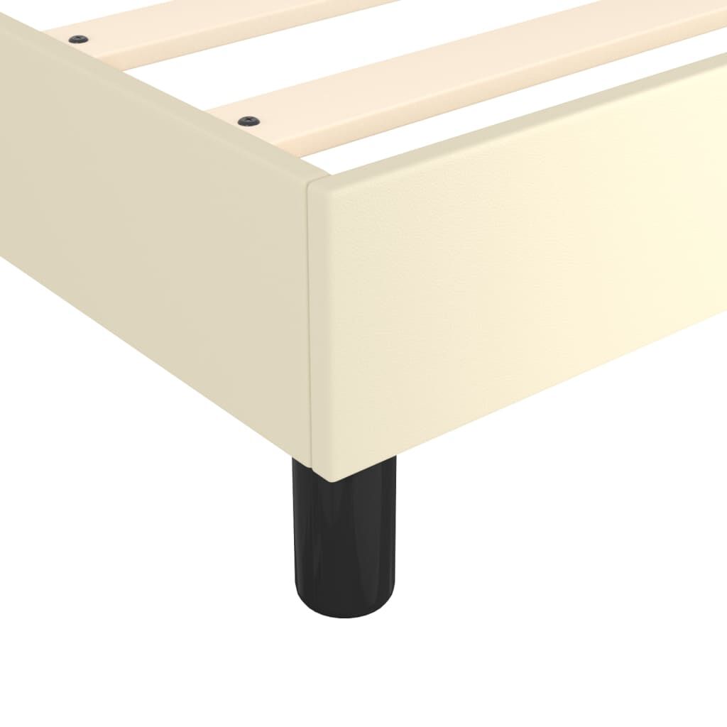 vidaXL Κρεβάτι Boxspring με Στρώμα Κρεμ 90x200 εκ. από Συνθετικό Δέρμα