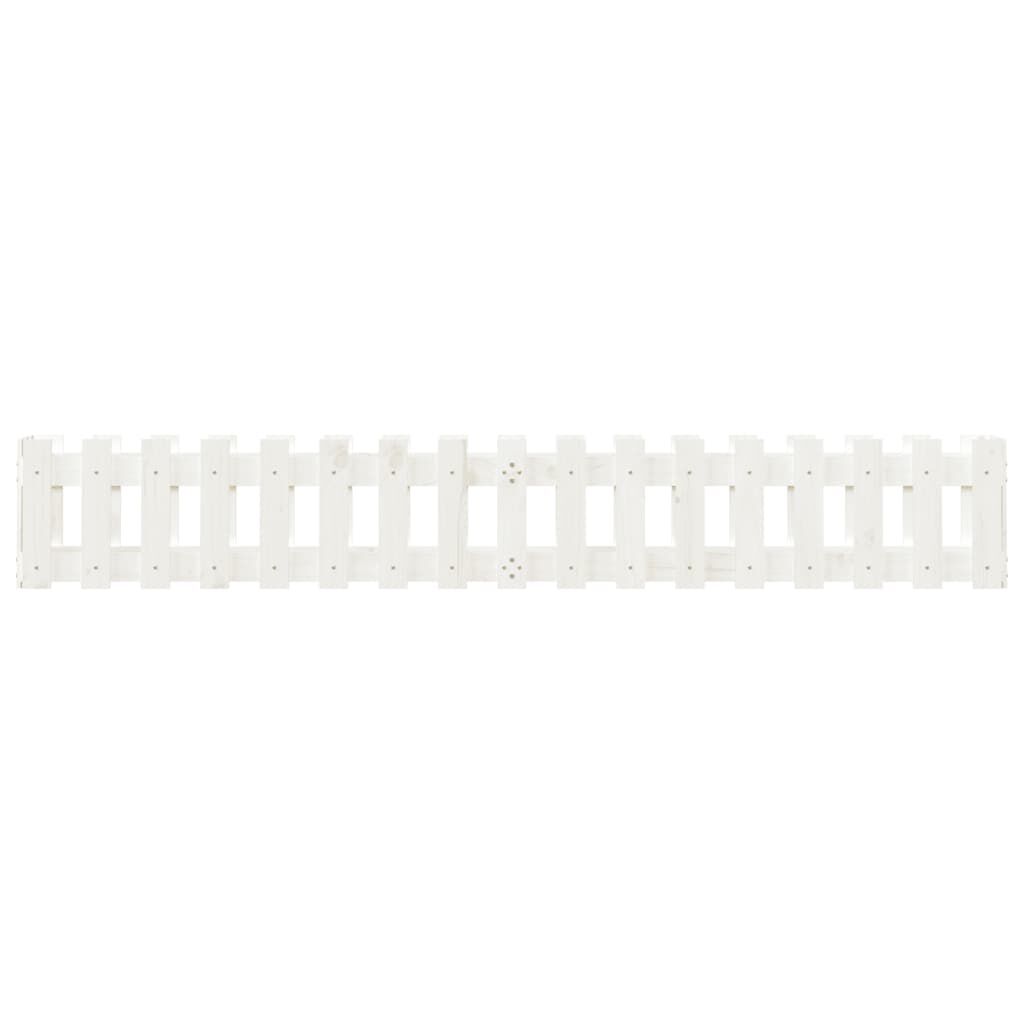 vidaXL Ζαρντινιέρα με Σχέδιο Φράχτη Λευκή 200x30x30 εκ. Μασίφ Πεύκο