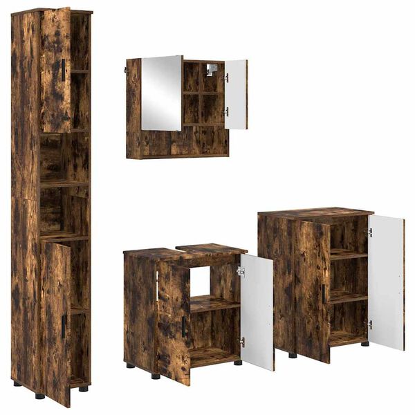 vidaXL Σετ Επίπλων Μπάνιου 4 pcs Καπνιστή δρυς 61 x 35 x 64 εκ.