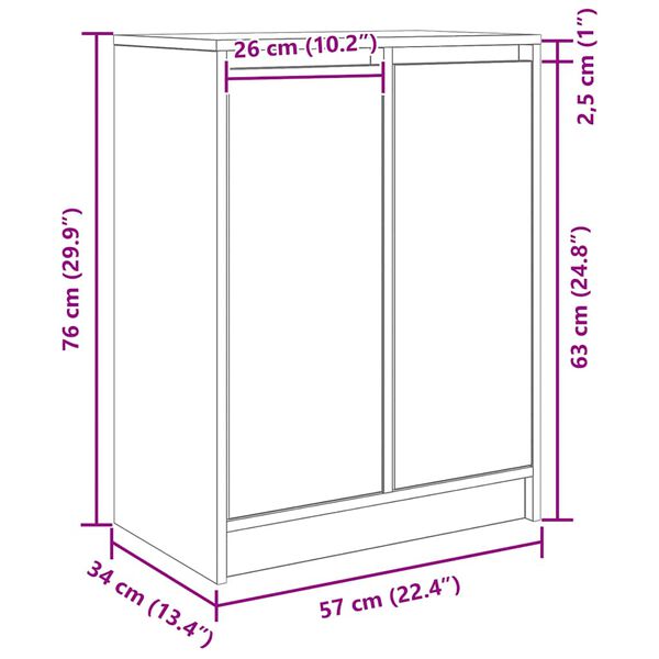vidaXL Συρταριέρα Sonoma Δρυς 57x34x76 εκ. Επεξεργασμένο Ξύλο