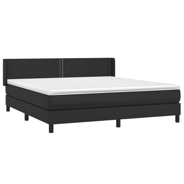 vidaXL Κρεβάτι Boxspring με Στρώμα Μαύρο 180x200εκ.από Συνθετικό Δέρμα
