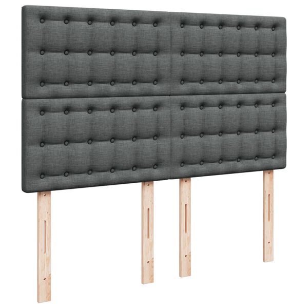 vidaXL Κρεβάτι Boxspring με Στρώμα Σκούρο Γκρι 140x200 εκ Υφασμάτινο