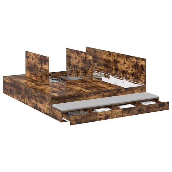 vidaXL Κρεβάτι με αποθηκευτικό χώρο με συρτάρι Καπνιστό Δρύς 200 cm