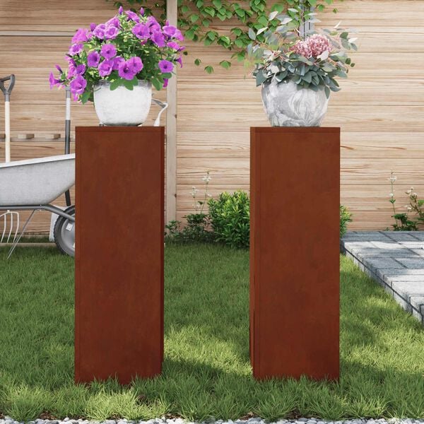 vidaXL &Beta;ά&sigma;&eta; &phi;&upsilon;&tau;ώ&nu; 2 pcs &Sigma;&kappa; rusty 24 x 24 x 75 &epsilon;&kappa;.