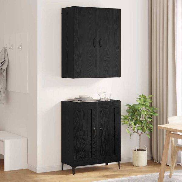 vidaXL Highboard &Mu;&alpha;ύ&rho;&eta; &Omicron;&xi;&upsilon;ά 69,5 x 34 x 180 &epsilon;&kappa;. &Epsilon;&pi;&epsilon;&xi;&epsilon;&rho;&gamma;&alpha;&sigma;&mu;έ&nu;&omicron; &xi;ύ&lambda;&omicron;