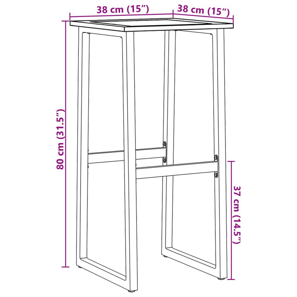 vidaXL Σκαμπό Μπαρ 4Τεμ. Μαύρα 38x38x80 εκ. Ατσάλι με Ηλ. Βαφή Πούδρας