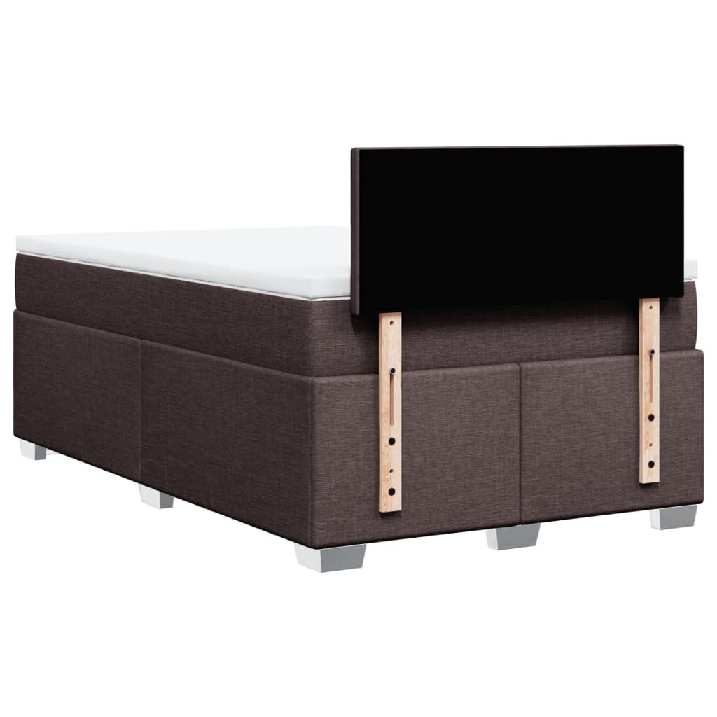 vidaXL Κρεβάτι Boxspring με Στρώμα Σκούρο Καφέ 120x190 εκ Υφασμάτινο
