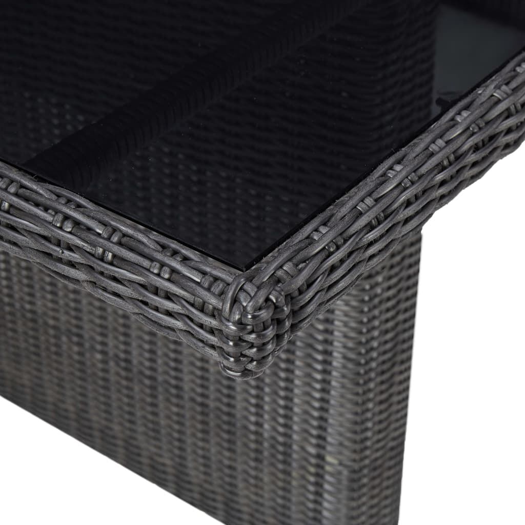 vidaXL Τραπεζαρία Κήπου Μαύρη 200x100x74 εκ. από Γυαλί/Συνθετικό Ρατάν