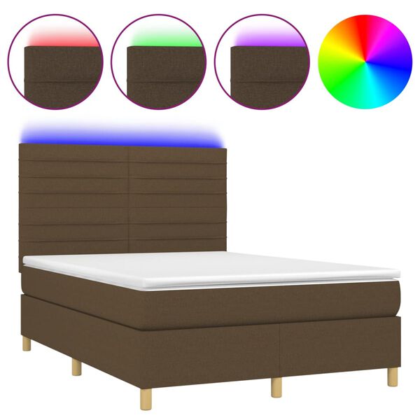 vidaXL &Kappa;&rho;&epsilon;&beta;ά&tau;&iota; Boxspring &mu;&epsilon; &Sigma;&tau;&rho;ώ&mu;&alpha; & LED &Sigma;&kappa;.&Kappa;&alpha;&phi;έ 140x190&epsilon;&kappa;. &Upsilon;&phi;&alpha;&sigma;&mu;ά&tau;&iota;&nu;&omicron;