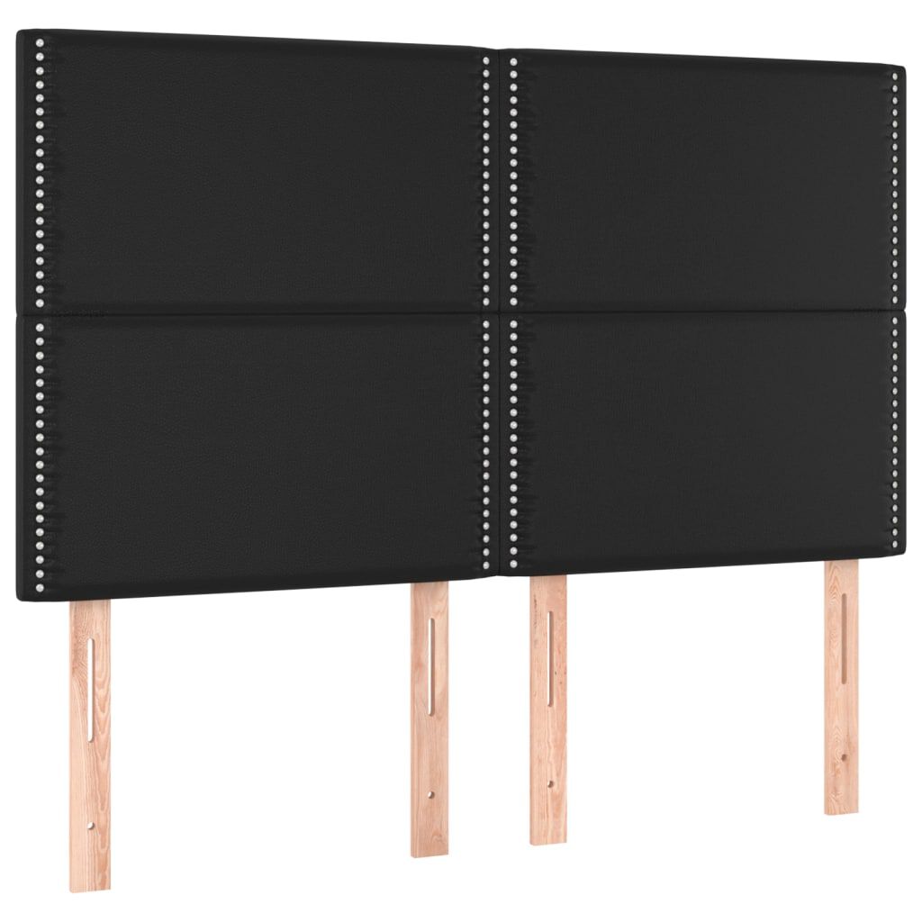 vidaXL Κρεβάτι Boxspring με Στρώμα Μαύρο 140x190εκ.από Συνθετικό Δέρμα