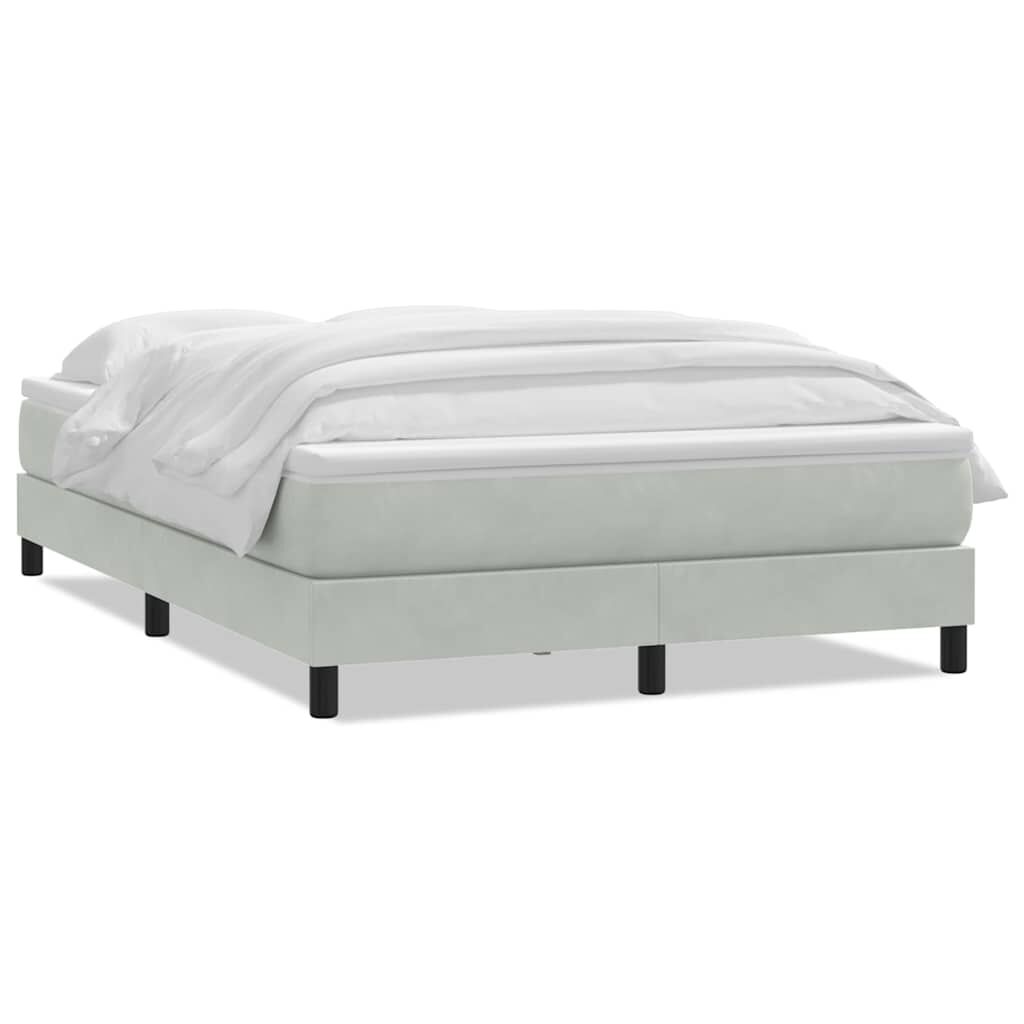 vidaXL Κρεβάτι Boxspring με Στρώμα Ανοιχτό Γκρι 140x220 εκ. Βελούδινο