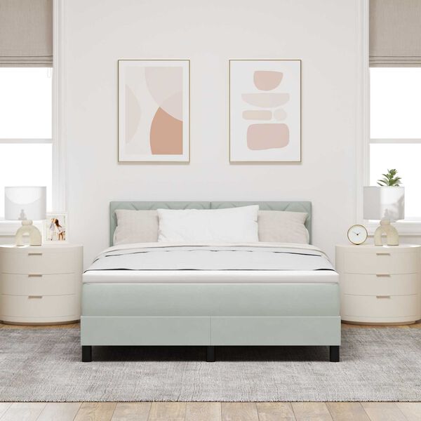 vidaXL Κρεβάτι με Στρώμα Light Grey 140x190 εκ Βελούδο