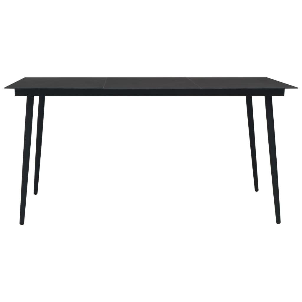 vidaXL Τραπεζαρία Κήπου Μαύρη 150 x 80 x 74 εκ. από Ατσάλι / Γυαλί