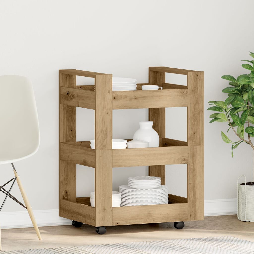 vidaXL Κουζίνα Τρόλεϊ Artisan Oak 60x45x80 εκ. Μηχανική Ξυλεία