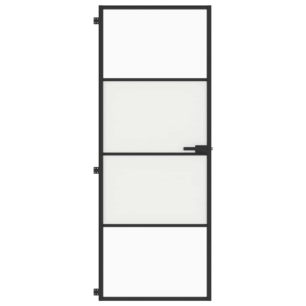 vidaXL Εσωτερική Πόρτα Μαύρη 76x201,5 εκ. Ψημένο Γυαλί και Αλουμίνιο
