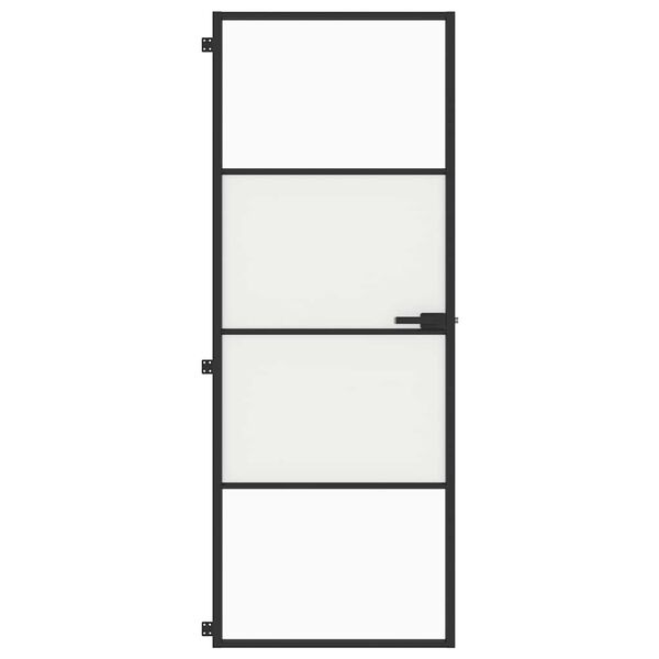 vidaXL Εσωτερική Πόρτα Μαύρη 76x201,5 εκ. Ψημένο Γυαλί και Αλουμίνιο