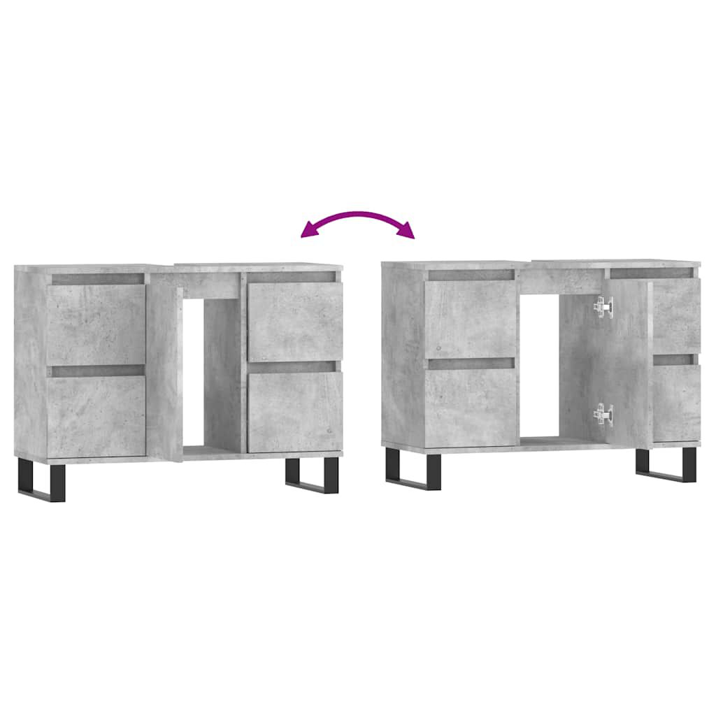 vidaXL Ντουλάπι Μπάνιου Γκρι Σκυροδέματος 80x33x60 εκ. Επεξ. Ξύλο