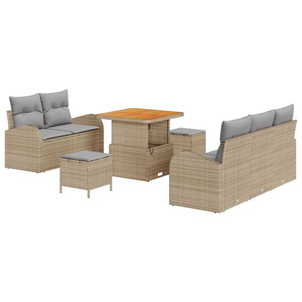 vidaXL Σετ Καναπέ Κήπου 8 pcs Μπεζ, Ανοιχτό Γκρι 80 x 80 x 71 cm