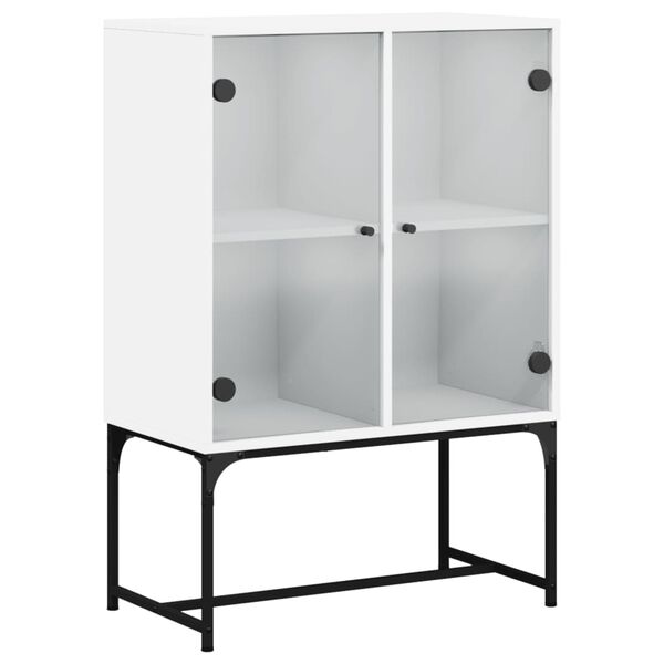 vidaXL Βοηθητικό Ντουλάπι Λευκό 69x37x100 εκ. με Γυάλινες Πόρτες