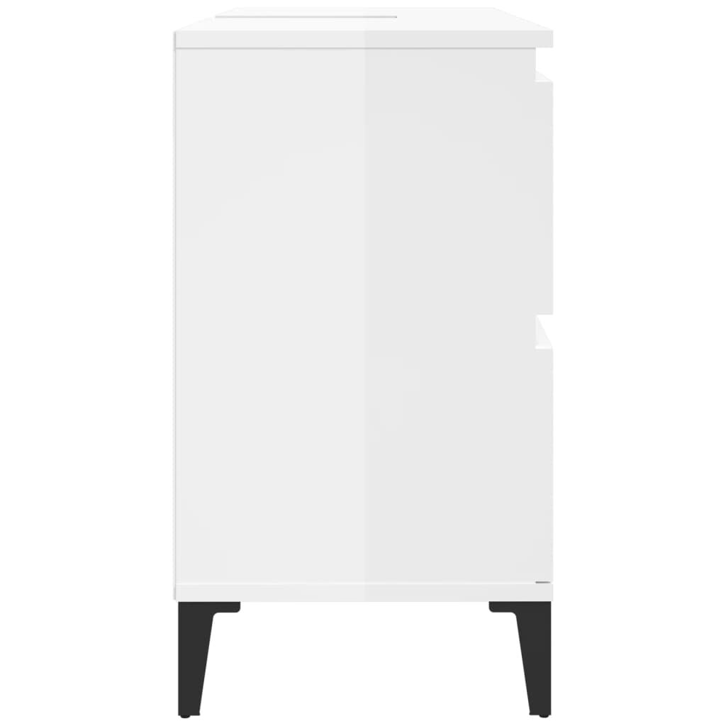 vidaXL Ντουλάπι Νιπτήρα Γυαλ. Λευκό 80x33x60 εκ. Επεξεργασμένο Ξύλο