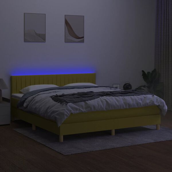 vidaXL &Kappa;&rho;&epsilon;&beta;ά&tau;&iota; Boxspring &mu;&epsilon; &Sigma;&tau;&rho;ώ&mu;&alpha; & LED &Pi;&rho;ά&sigma;&iota;&nu;&omicron; 180x200 &epsilon;&kappa; &Upsilon;&phi;&alpha;&sigma;&mu;ά&tau;&iota;&nu;&omicron;