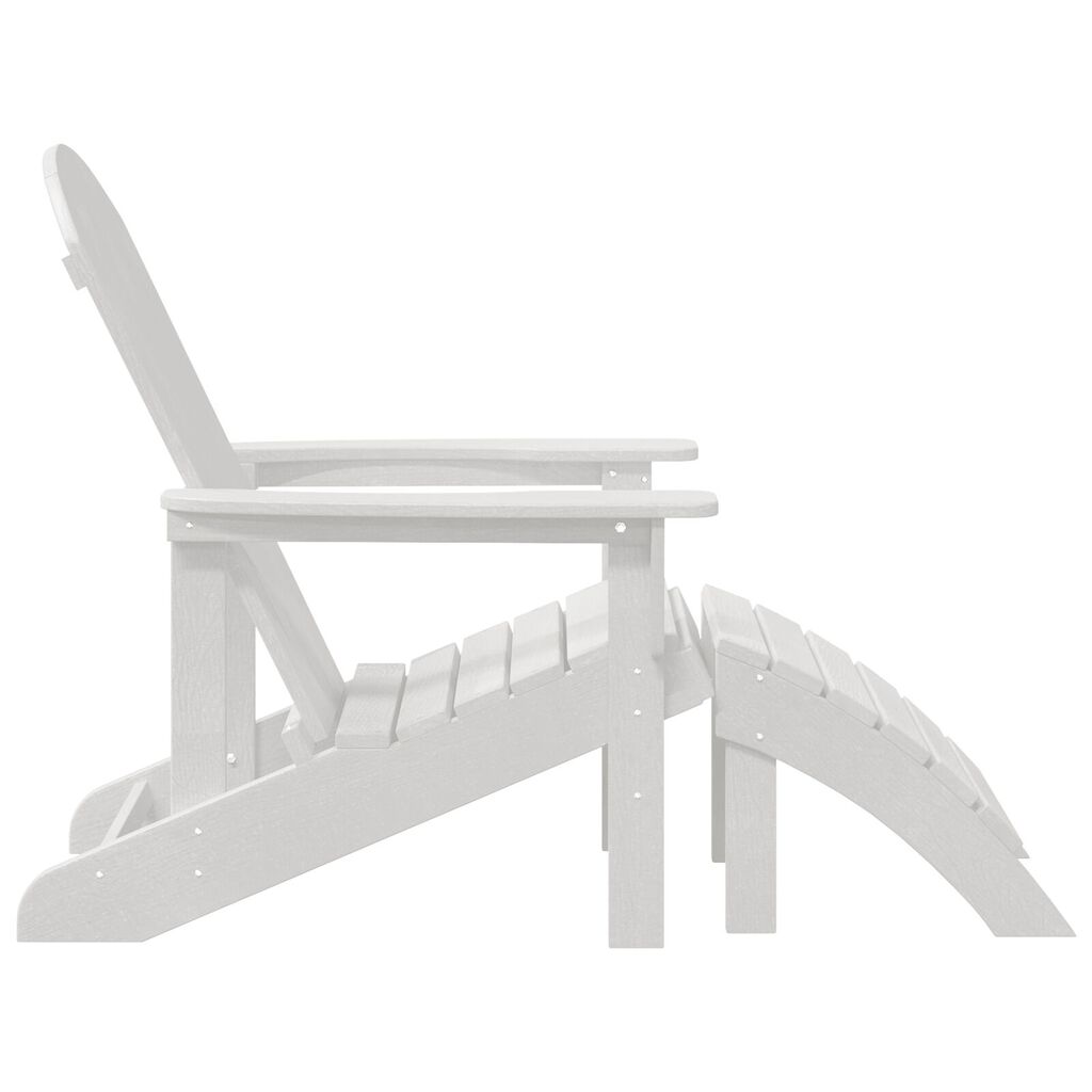 vidaXL Καρέκλα Adirondack με Υποπόδιο Λευκή HDPE