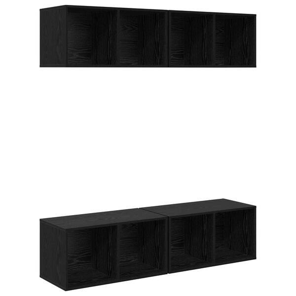 vidaXL Τηλεοπτική Κάβα Τοίχου με ράφι 4 pcs Μαύρη δρυς 37 x 37 x 72 εκ