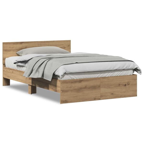 vidaXL Κρεβάτι με Κεφαλάρι Artisan Oak 120 x 190 cm Μασίφ ξύλο δρυός