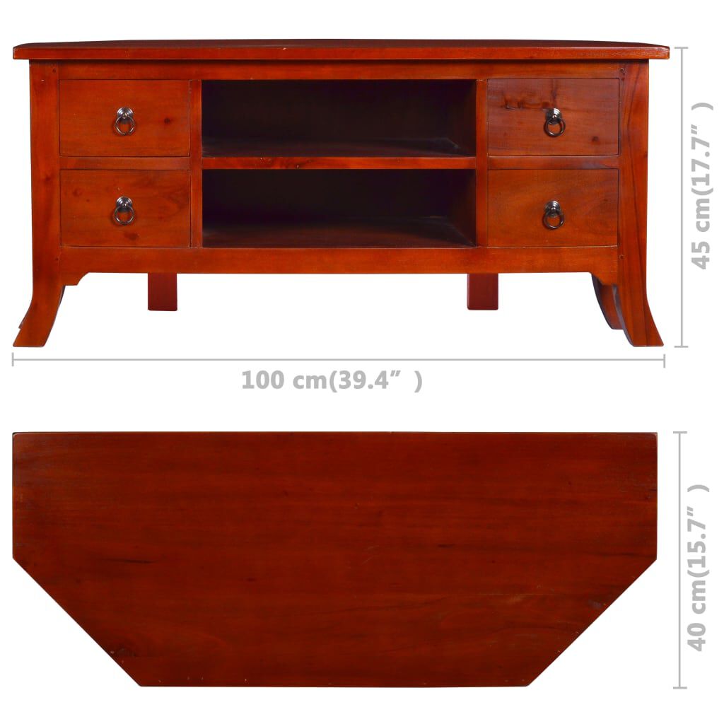vidaXL Έπιπλο Τηλεόρασης Κλασικό Καφέ 100 x 40 x 45 εκ. Μασίφ Μαόνι