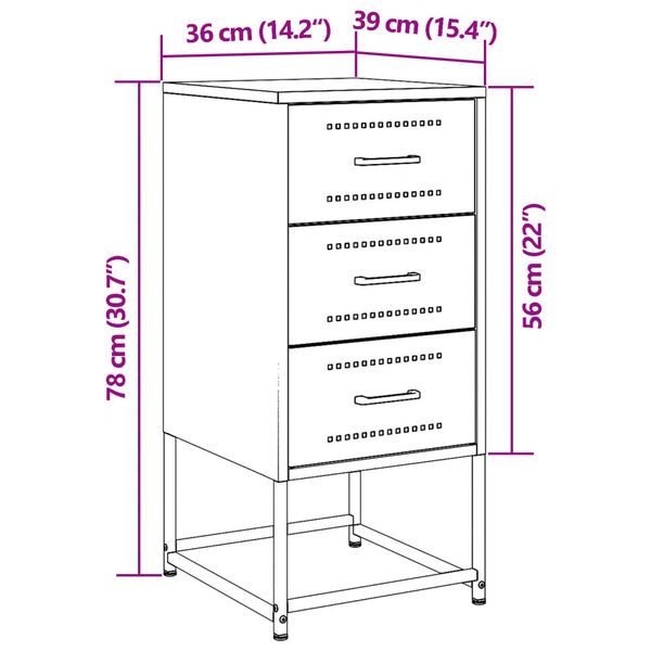 vidaXL Κομοδίνα 2 τεμ. Μουσταρδί 36 x 39 x 78 εκ. από Χάλυβα