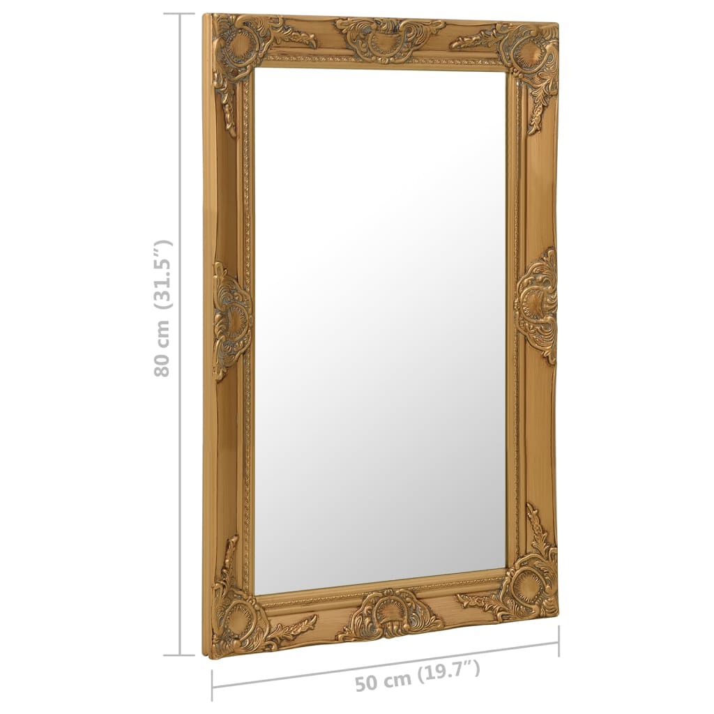 vidaXL Καθρέφτης Τοίχου με Μπαρόκ Στιλ Χρυσός 50 x 80 εκ.